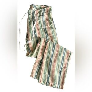 Sundance | Gigi Pant Mulitcolor Stripe Blue Green Pink Cream Button Fly Beachy